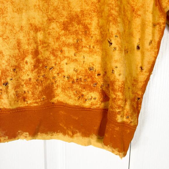 NWOT COTTON CITIZEN Hoodie L Orange Yellow Acid-Wash Tie-Dye Distress Long-Slev - Picture 6 of 13